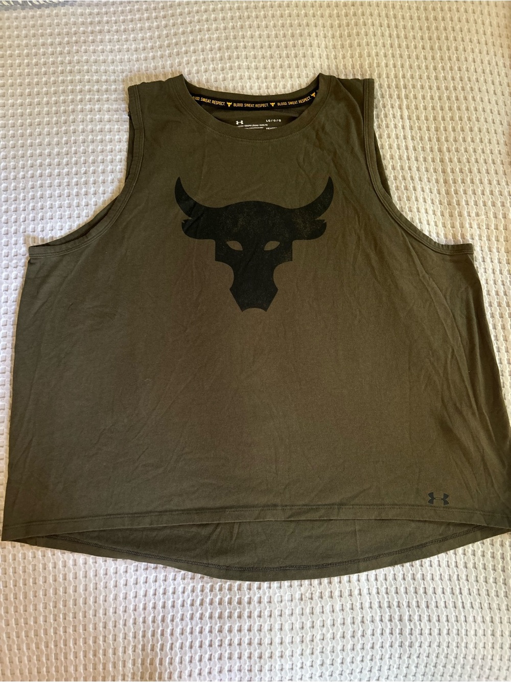 Under Armour Olive Green Women's Muscle Tank with Black Bull Logo